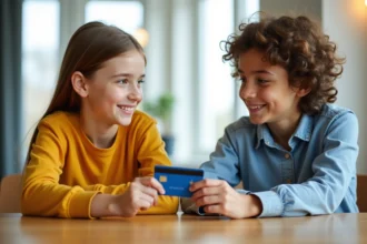 adolescent avec carte bancaire