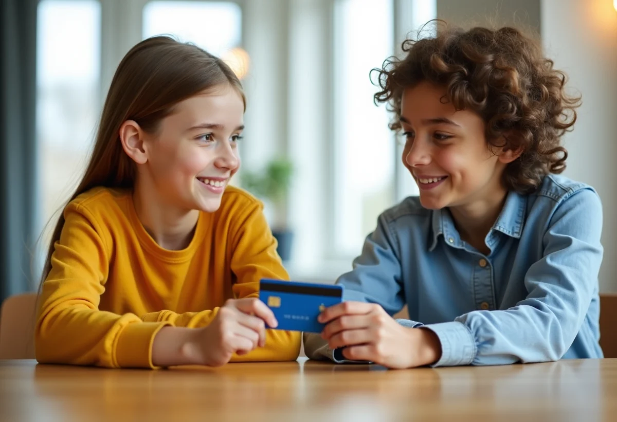 adolescent avec carte bancaire