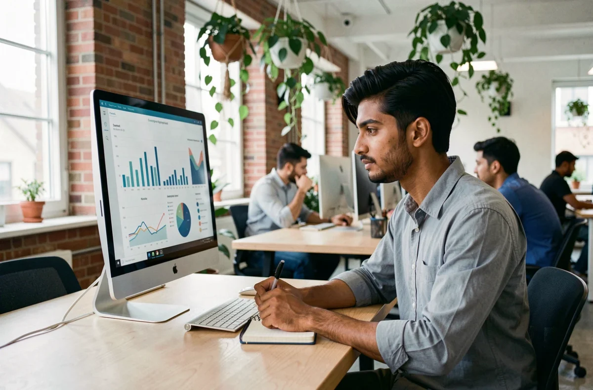 Jeune analyste consultant des données sur les opportunités et tendances philanthropiques pour 2026