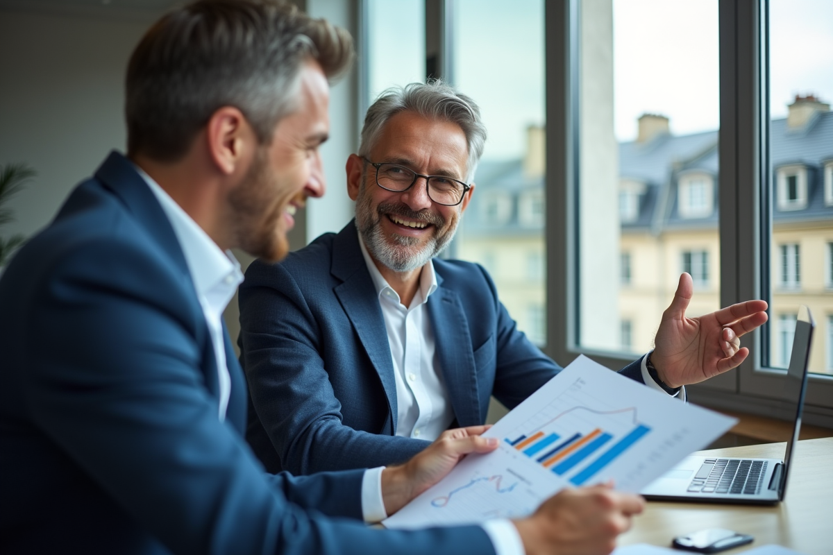 Conseiller financier expliquant un graphique à un client