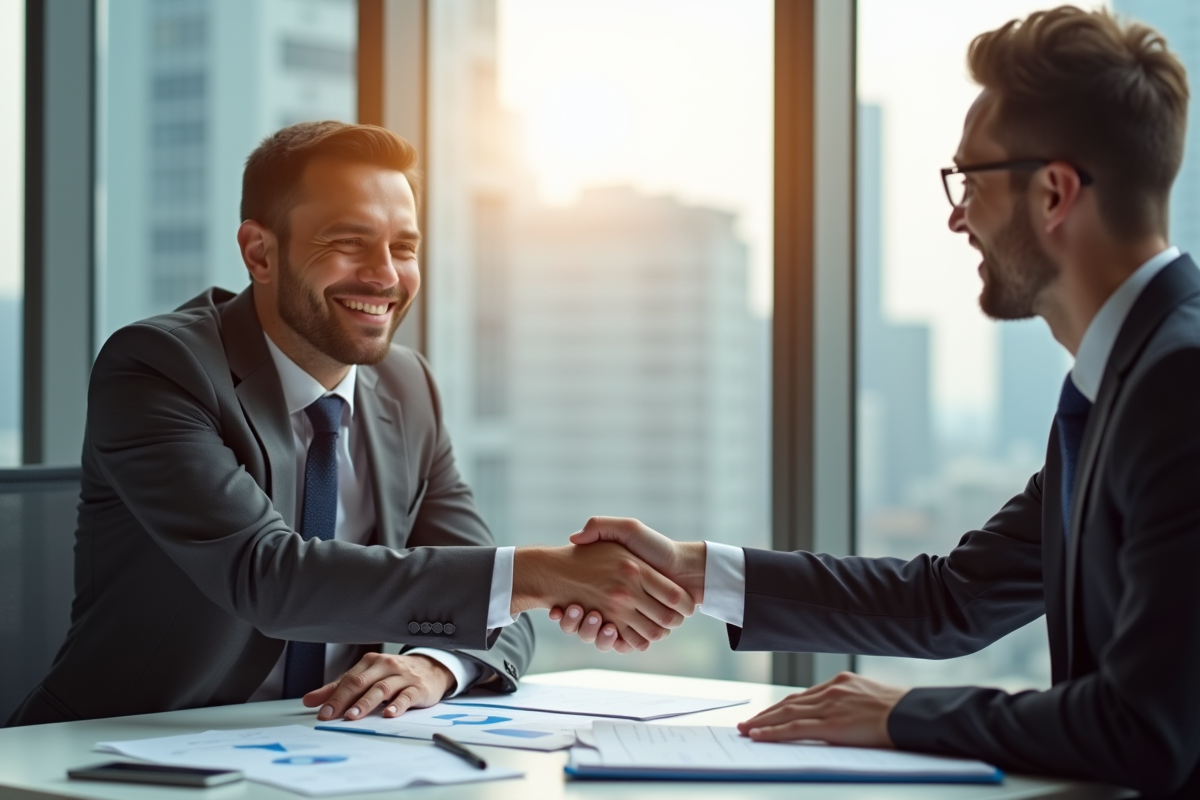 Conseiller financier souriant serrant la main d