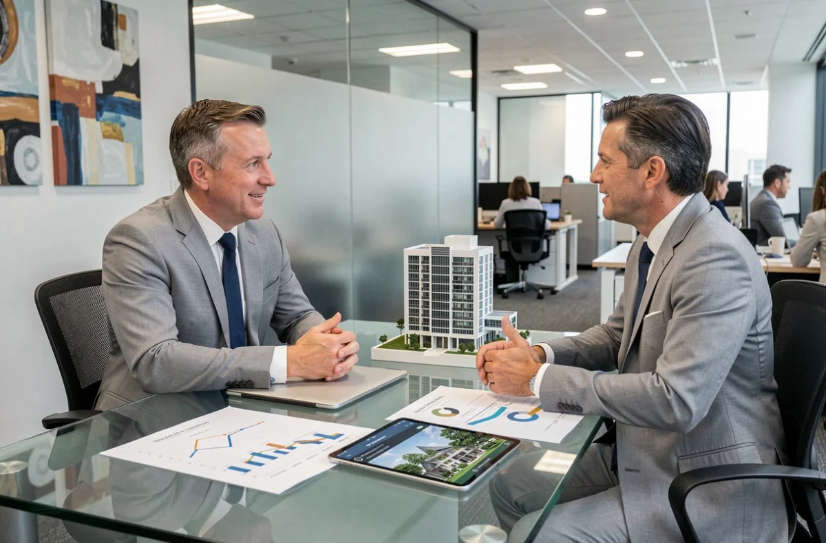 Un investisseur consulte un conseiller financier pour évaluer une SCPI de diversification immobilière