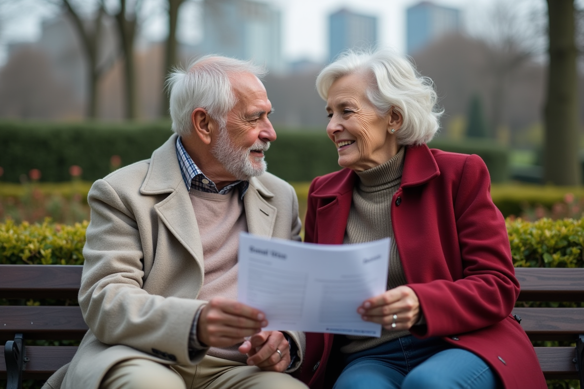 Couple âgé discutant d