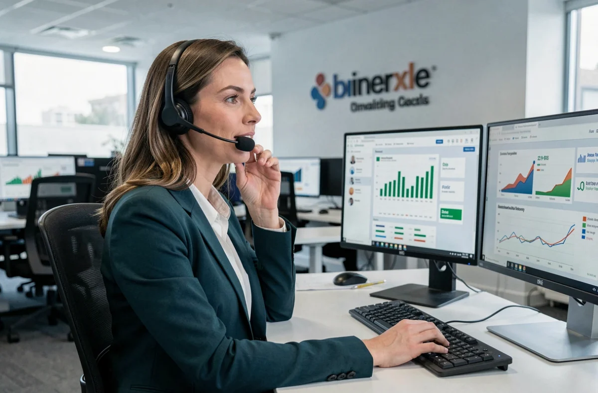 Conseillère Empruntis répondant à un client par téléphone pour comparer des offres de rachat de crédit