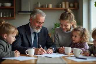 Député maire en famille dans une cuisine moderne