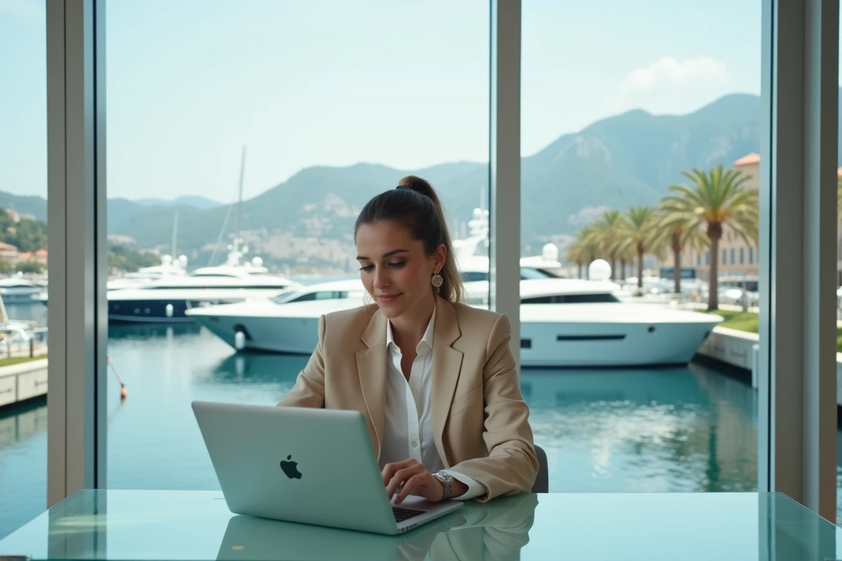 Femme professionnelle dans bureau face au port