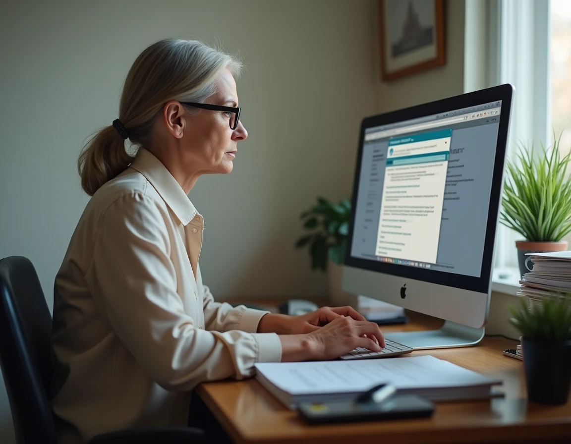 Femme consultant le site de la CAF sur ordinateur pour connaître son montant RSA 2026