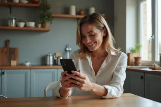 Femme utilisant une application bancaire sur son smartphone