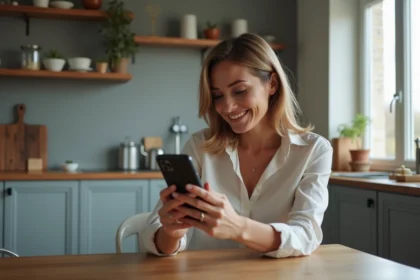 Femme utilisant une application bancaire sur son smartphone