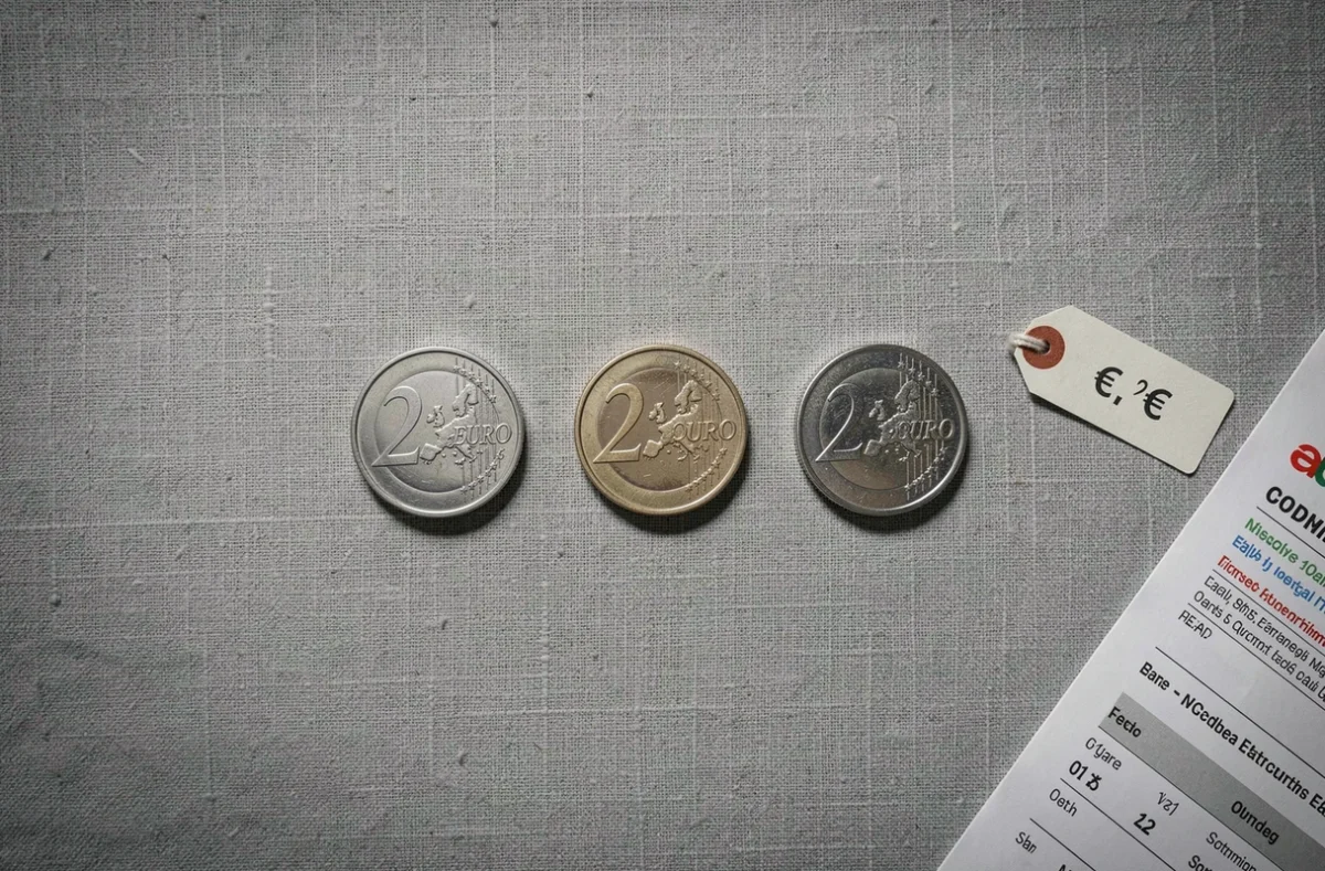 Pièces de 2 euros Jeux Olympiques 2026 disposées avec des étiquettes de prix et confirmation de vente sur eBay