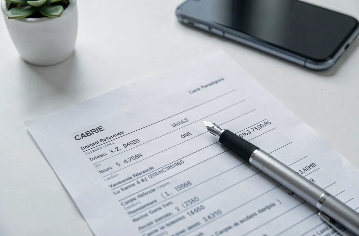 Gros plan sur un document bancaire affichant le sigle CABRIE de Picardie posé sur un bureau