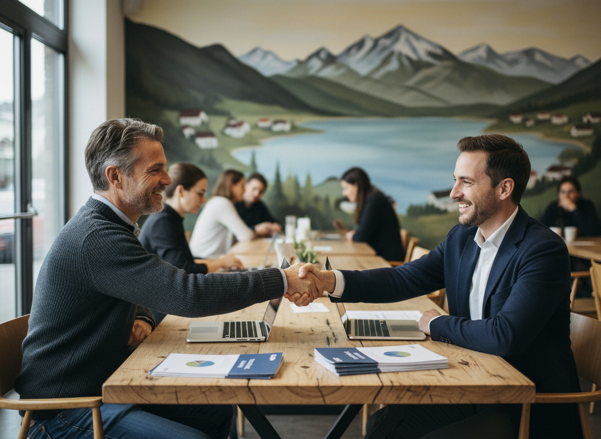 Homme suisse serrant la main d