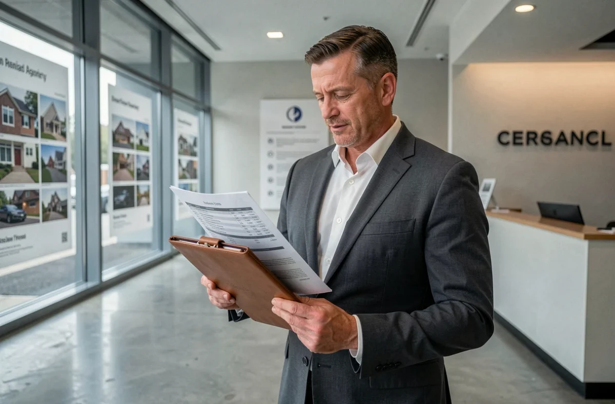 Investisseur immobilier consultant un tableau d'amortissement pour un crédit SCPI en agence