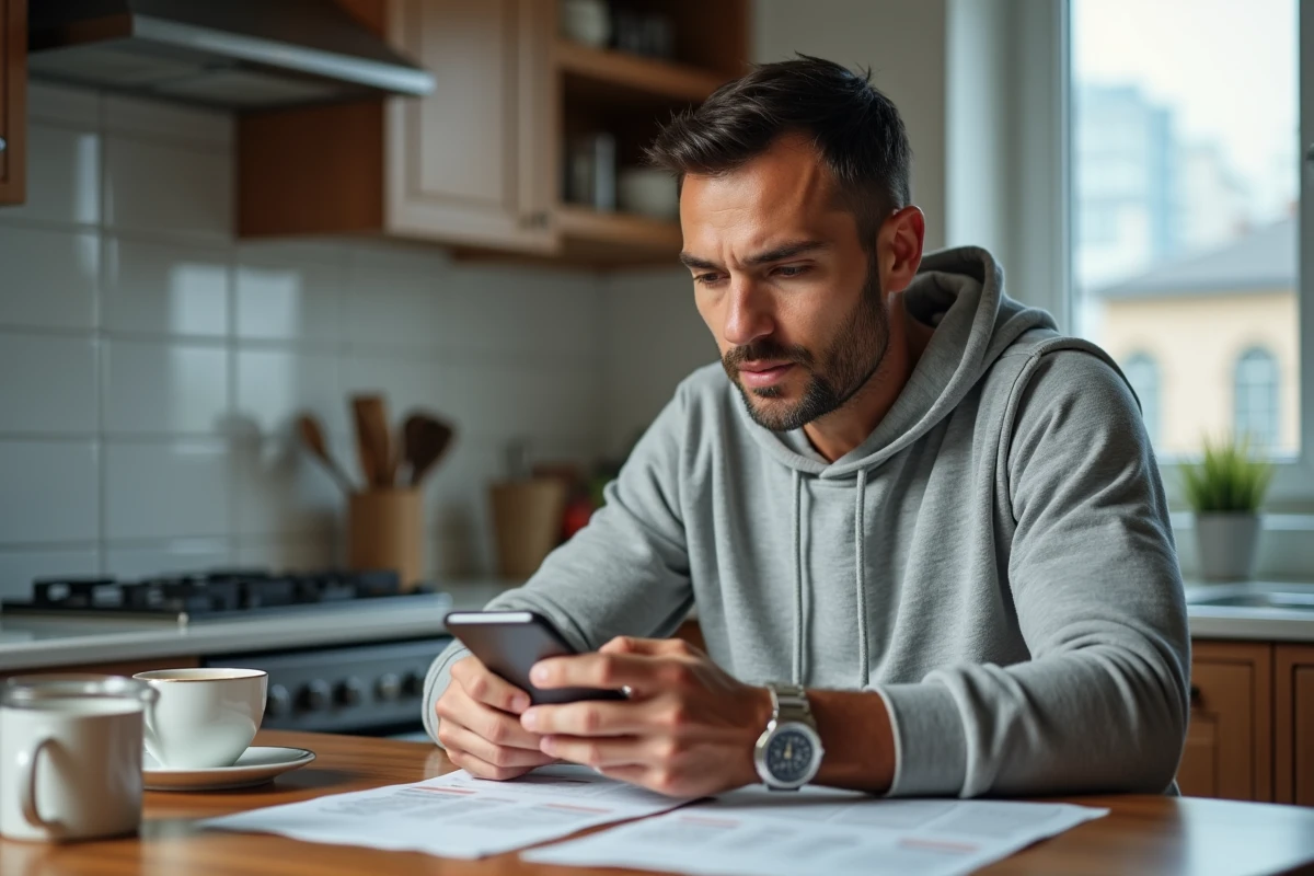 Homme utilisant une application mobile pour transférer de l'argent avec Western Union à moindre coût